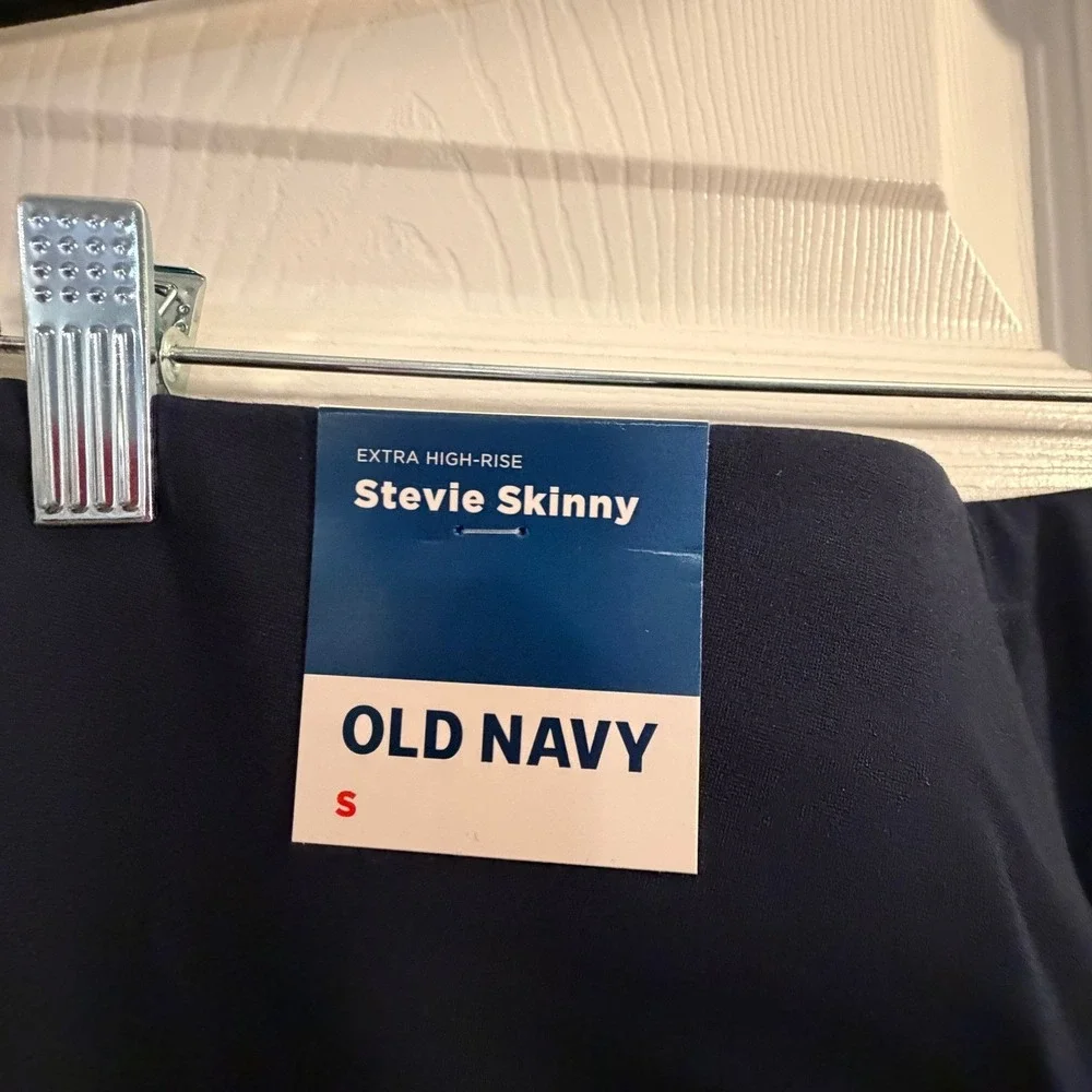 Old Navy Stevie Skinny Pants Navy Blue Small Extra High-Rise Work Office Casual